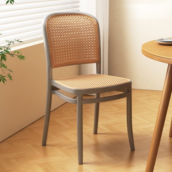 Traditional Vintage Plastic Woven-Style Trapezoid Dining Chair For Dining Room & Living Room - Image 13