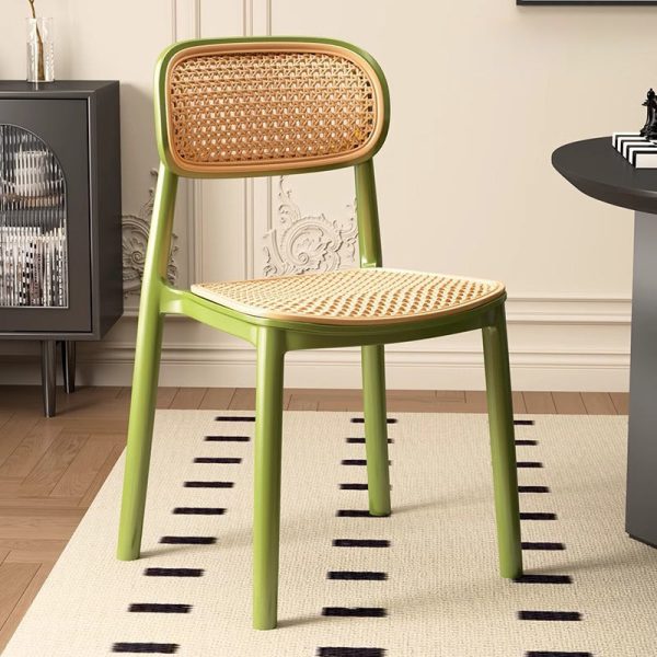 Traditional Vintage Plastic Woven-Style Trapezoid Dining Chair For Dining Room & Living Room - Image 15