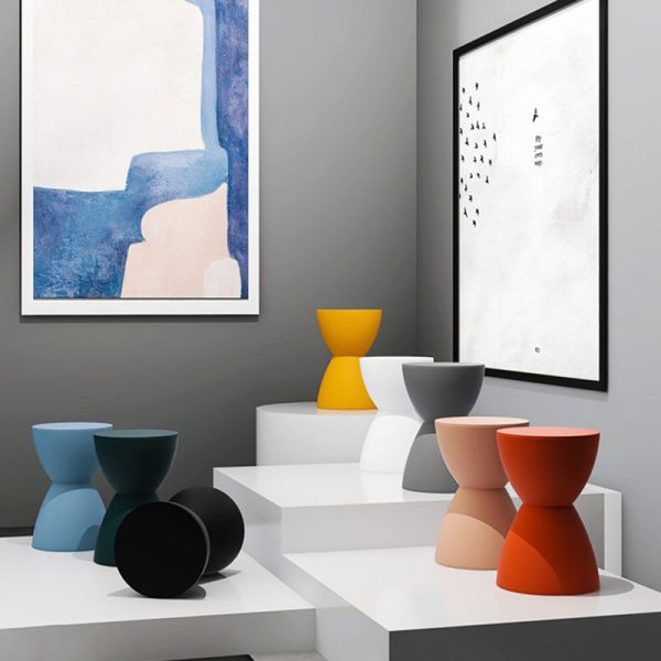 Modern Minimalist PP Hourglass-Shaped Stool Chair For Bedroom & Living Room - Image 19