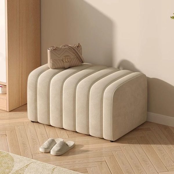 Contemporary Nordic Wood And Velvet Rectangular Bench Chair For Entryway Bedroom Living Room