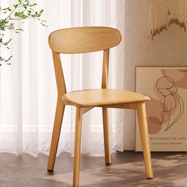 Traditional Vintage Rubber Wood Curved Back Dining Chair With Streamlined Seat For Kitchen & Living Room - Image 8