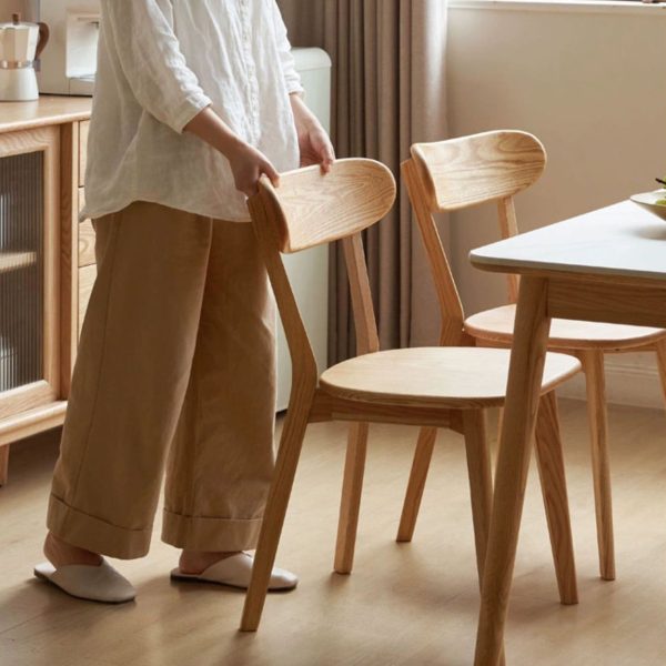 Traditional Vintage Rubber Wood Curved Back Dining Chair With Streamlined Seat For Kitchen & Living Room - Image 15