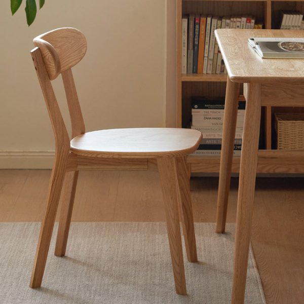 Traditional Vintage Rubber Wood Curved Back Dining Chair With Streamlined Seat For Kitchen & Living Room - Image 14