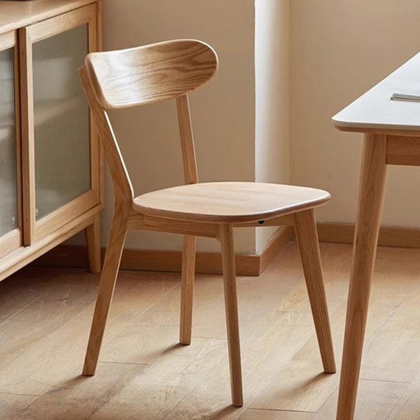 Traditional Vintage Rubber Wood Curved Back Dining Chair With Streamlined Seat For Kitchen & Living Room - Image 17