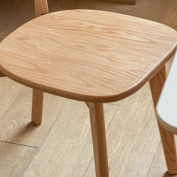 Traditional Vintage Rubber Wood Curved Back Dining Chair With Streamlined Seat For Kitchen & Living Room - Image 7