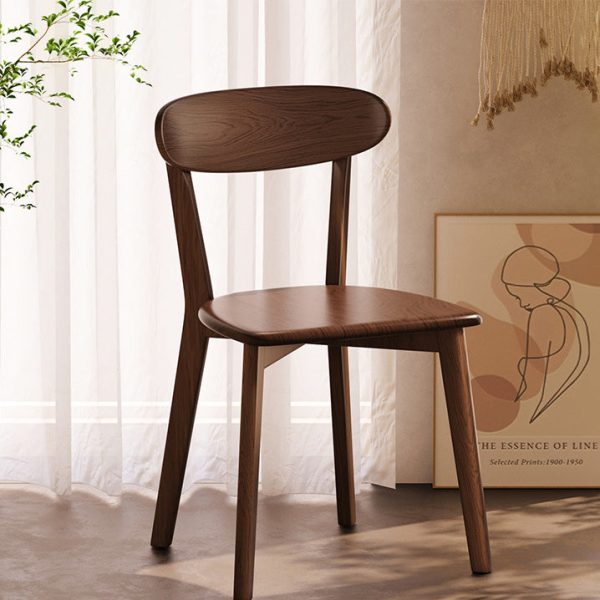 Traditional Vintage Rubber Wood Curved Back Dining Chair With Streamlined Seat For Kitchen & Living Room - Image 9