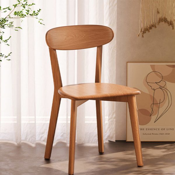 Traditional Vintage Rubber Wood Curved Back Dining Chair With Streamlined Seat For Kitchen & Living Room - Image 10