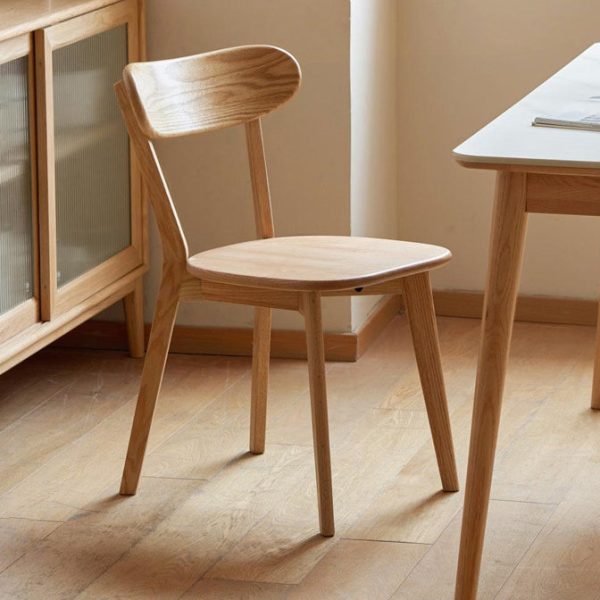 Traditional Vintage Rubber Wood Curved Back Dining Chair With Streamlined Seat For Kitchen & Living Room - Image 12