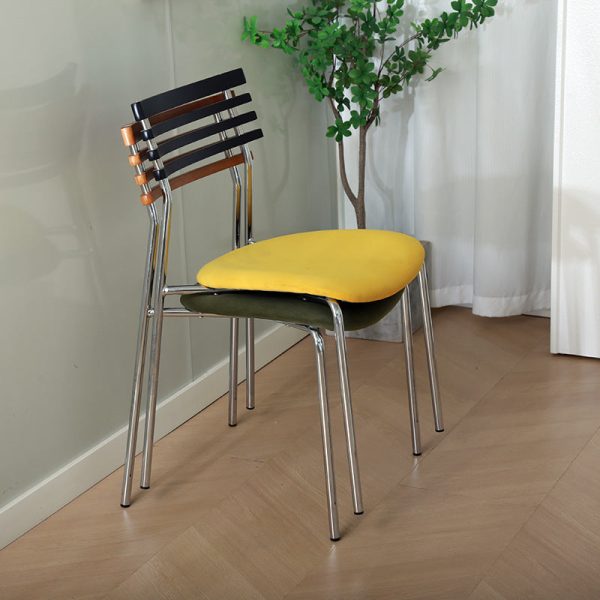 Modern Minimalist Fabric & Iron Curved Dining Chair For Dining Room & Living Room - Image 2
