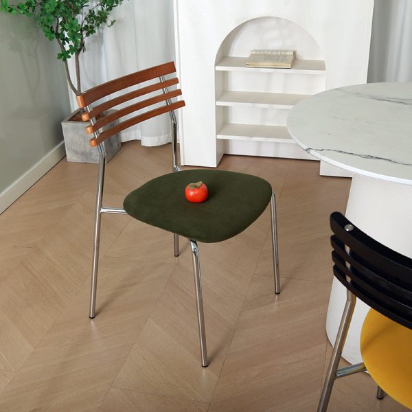 Modern Minimalist Fabric & Iron Curved Dining Chair For Dining Room & Living Room - Image 12
