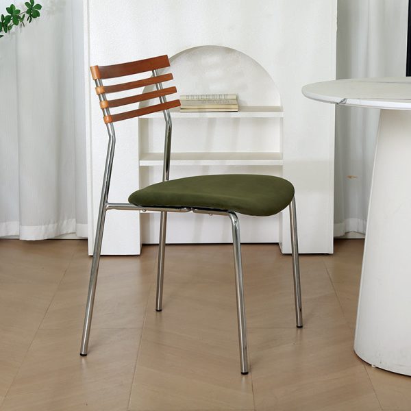 Modern Minimalist Fabric & Iron Curved Dining Chair For Dining Room & Living Room - Image 9