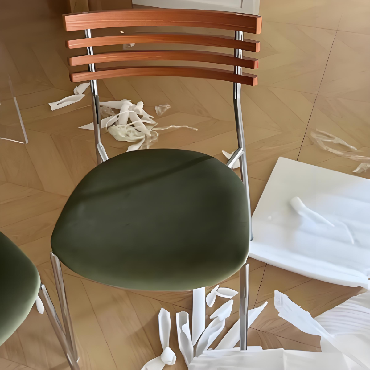 Modern Minimalist Fabric & Iron Curved Dining Chair For Dining Room & Living Room - Image 14