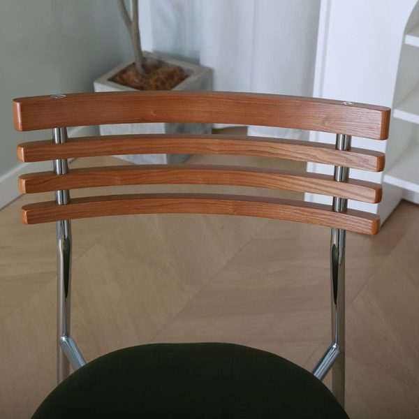 Modern Minimalist Fabric & Iron Curved Dining Chair For Dining Room & Living Room - Image 7