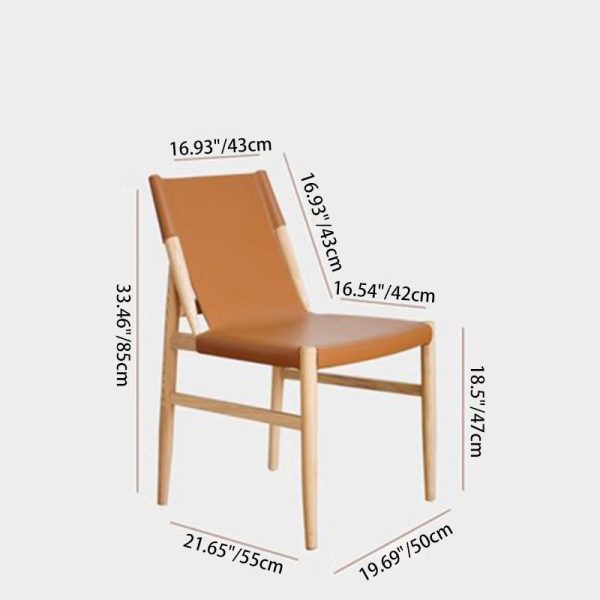 Modern Minimalist Saddle Leather & Wood Curved Square Dining Chair For Dining Room And Living Room - Image 4