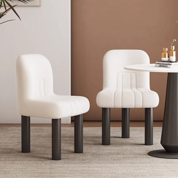 Contemporary Nordic Matte Velvet & Carbon Steel Square Vanity Stool With Anti-Slip Feet For Bedroom, Dining Room, And Living Room - Image 2