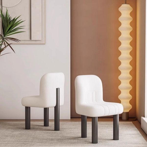Contemporary Nordic Matte Velvet & Carbon Steel Square Vanity Stool With Anti-Slip Feet For Bedroom, Dining Room, And Living Room - Image 8