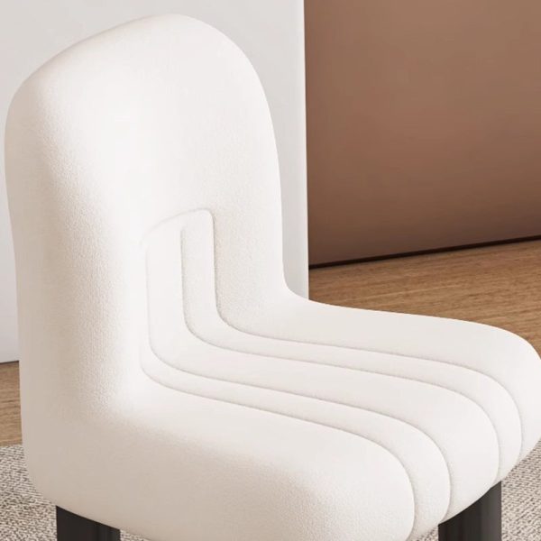Contemporary Nordic Matte Velvet & Carbon Steel Square Vanity Stool With Anti-Slip Feet For Bedroom, Dining Room, And Living Room - Image 5