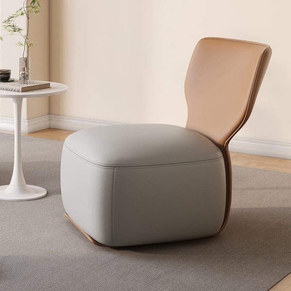 Contemporary Nordic Wood, Cotton Linen & Leather Square Sofa For Bedroom And Living Room