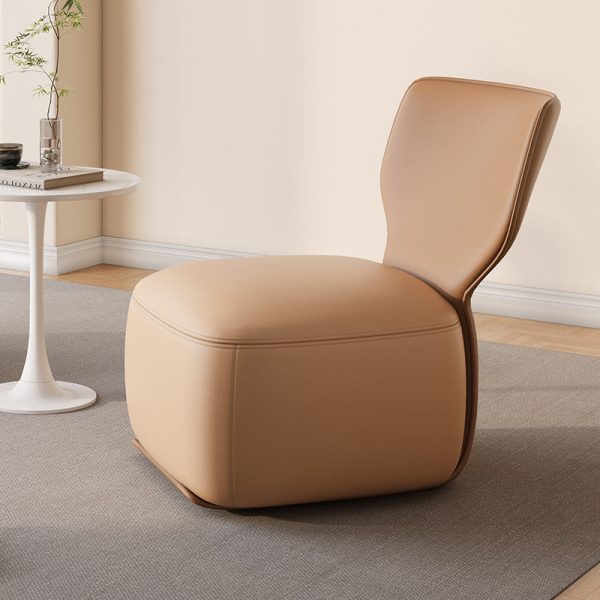 Contemporary Nordic Wood, Cotton Linen & Leather Square Sofa For Bedroom And Living Room - Image 7