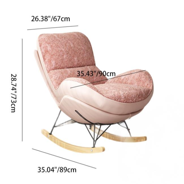 Contemporary Nordic Fabric & Carbon Steel Curved Rocking Chair For Bedroom & Living Room - Image 3