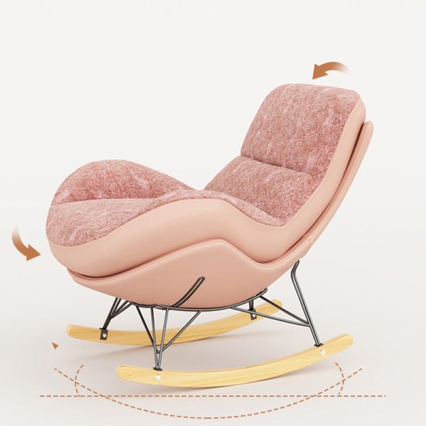 Contemporary Nordic Fabric & Carbon Steel Curved Rocking Chair For Bedroom & Living Room - Image 6