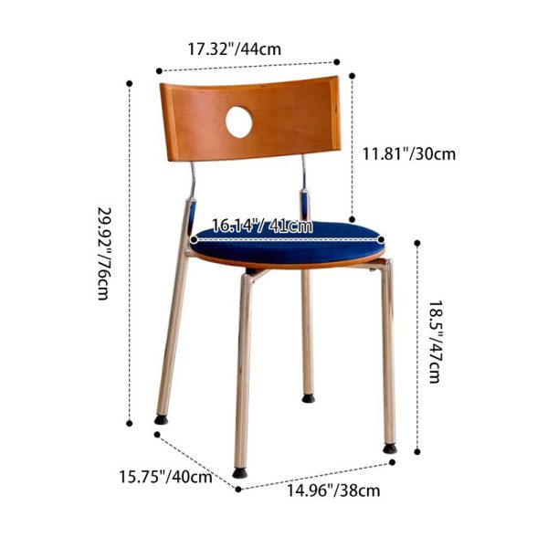 Traditional Vintage Velvet Wood & Stainless Steel Curved Round Dining Chair For Bedroom, Living Room And Kitchen - Image 4