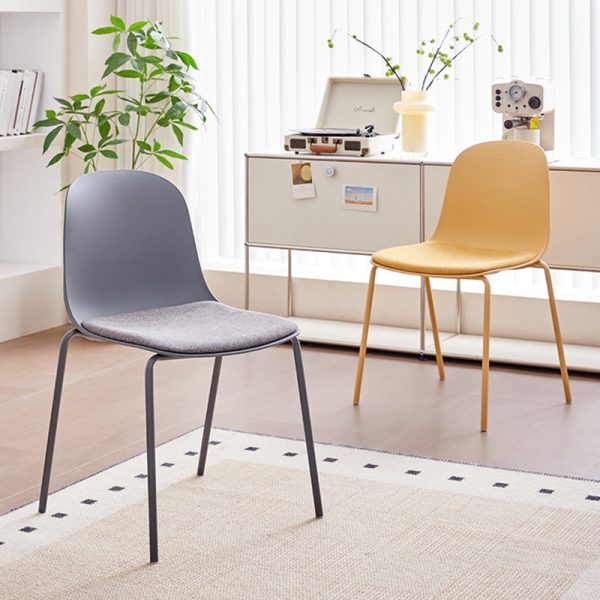 Modern Minimalist Fabric & PE Curved Square Dining Chair For Living Room, Bedroom And Kitchen