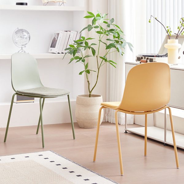 Modern Minimalist Fabric & PE Curved Square Dining Chair For Living Room, Bedroom And Kitchen - Image 3