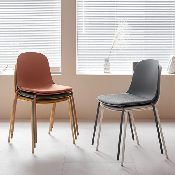 Modern Minimalist Fabric & PE Curved Square Dining Chair For Living Room, Bedroom And Kitchen - Image 11