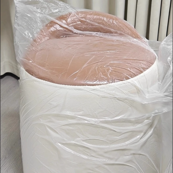 Modern Minimalist Leather & Wood Cylindrical Vanity Stool For Bedroom & Living Room - Image 12