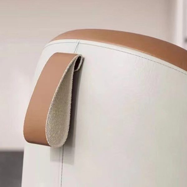 Modern Minimalist Leather & Wood Cylindrical Vanity Stool For Bedroom & Living Room - Image 7