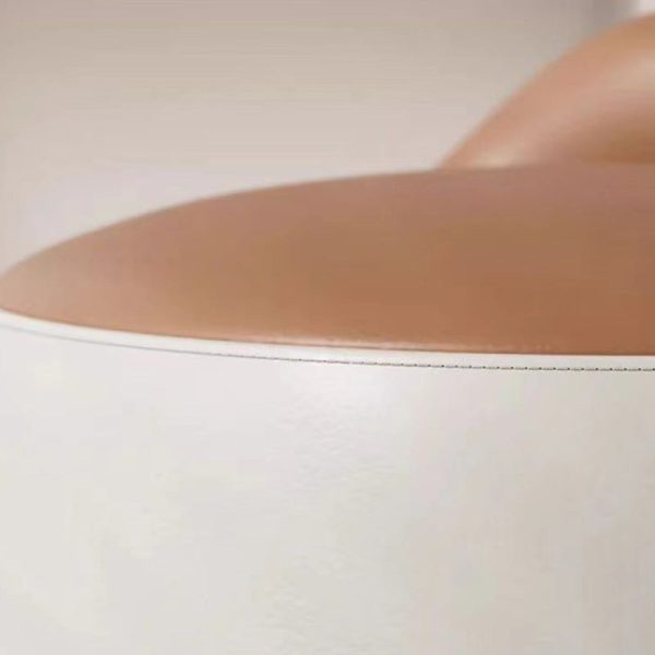 Modern Minimalist Leather & Wood Cylindrical Vanity Stool For Bedroom & Living Room - Image 8