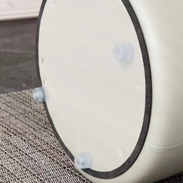 Modern Minimalist Leather & Wood Cylindrical Vanity Stool For Bedroom & Living Room - Image 6