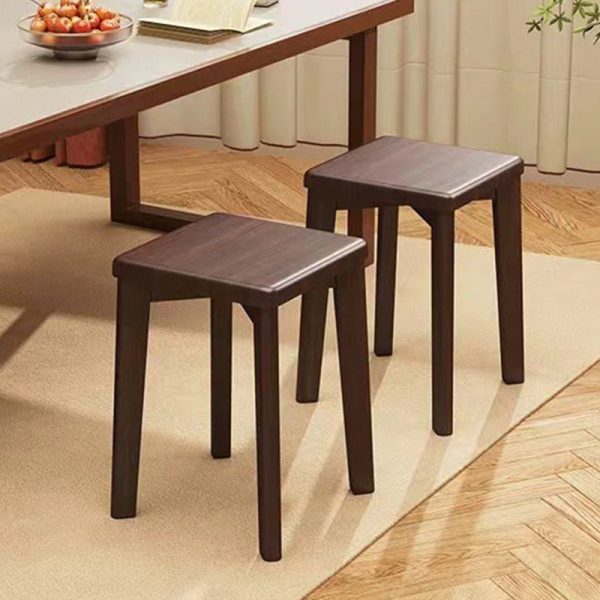Modern Minimalist Wood & Leather Square Dining Chair With Stackable Design For Bedroom, Living Room & Dining Room - Image 14
