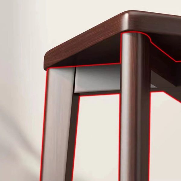 Modern Minimalist Wood & Leather Square Dining Chair With Stackable Design For Bedroom, Living Room & Dining Room - Image 7