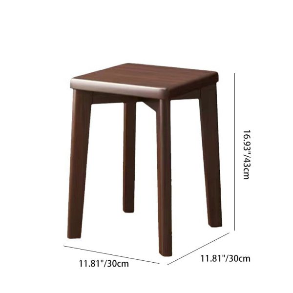 Modern Minimalist Wood & Leather Square Dining Chair With Stackable Design For Bedroom, Living Room & Dining Room - Image 4