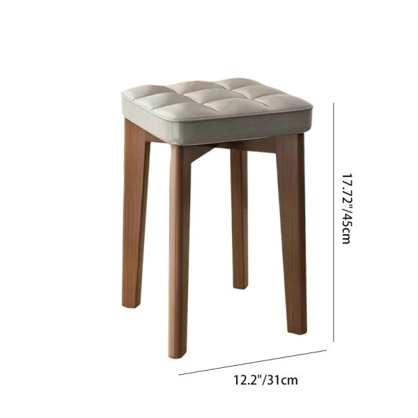 Modern Minimalist Wood & Leather Square Dining Chair With Stackable Design For Bedroom, Living Room & Dining Room - Image 5