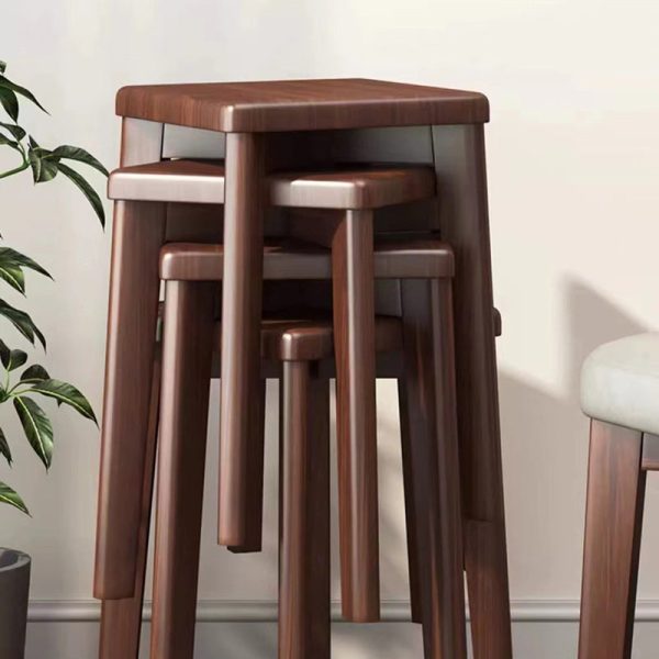 Modern Minimalist Wood & Leather Square Dining Chair With Stackable Design For Bedroom, Living Room & Dining Room - Image 13