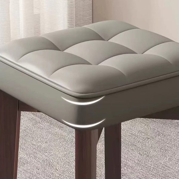 Modern Minimalist Wood & Leather Square Dining Chair With Stackable Design For Bedroom, Living Room & Dining Room - Image 9