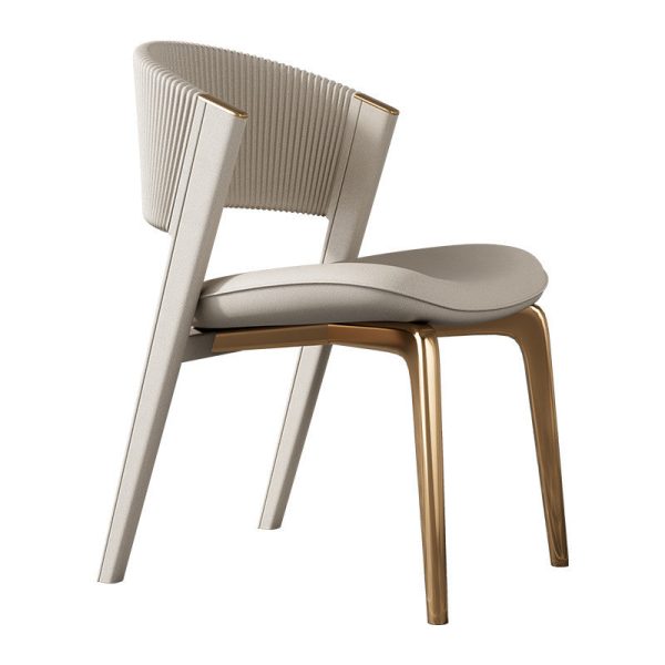 Modern Luxury Microfiber Leather & Stainless Steel Curved Dining Chair With Anti-Slip Pads For Bedroom, Living Room & Dining Room - Image 6