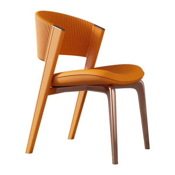 Modern Luxury Microfiber Leather & Stainless Steel Curved Dining Chair With Anti-Slip Pads For Bedroom, Living Room & Dining Room - Image 15