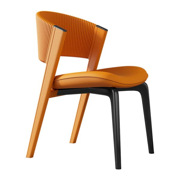 Modern Luxury Microfiber Leather & Stainless Steel Curved Dining Chair With Anti-Slip Pads For Bedroom, Living Room & Dining Room - Image 16
