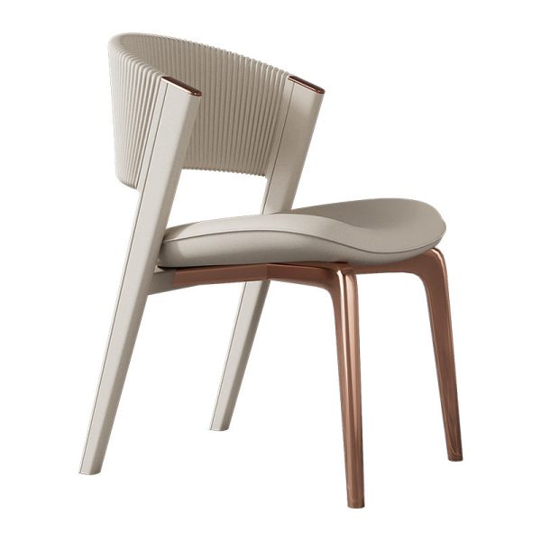 Modern Luxury Microfiber Leather & Stainless Steel Curved Dining Chair With Anti-Slip Pads For Bedroom, Living Room & Dining Room - Image 7