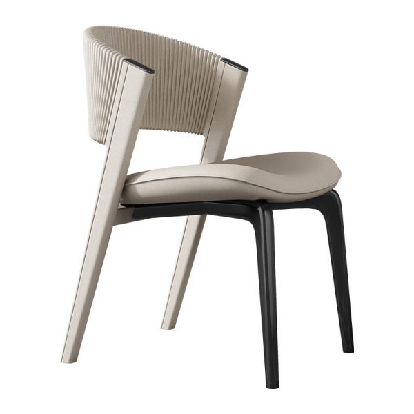 Modern Luxury Microfiber Leather & Stainless Steel Curved Dining Chair With Anti-Slip Pads For Bedroom, Living Room & Dining Room - Image 8