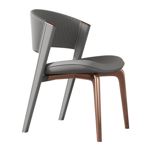 Modern Luxury Microfiber Leather & Stainless Steel Curved Dining Chair With Anti-Slip Pads For Bedroom, Living Room & Dining Room - Image 14