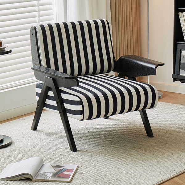 Contemporary Nordic Velvet & Wood Square Accent Chair With Adjustable Legs For Bedroom & Living Room