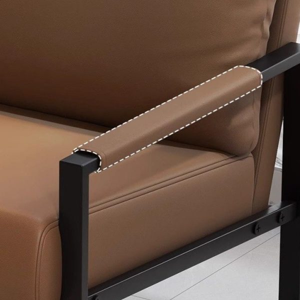 Contemporary Nordic Leather & Iron Square Accent Chair For Bedroom & Living Room - Image 9