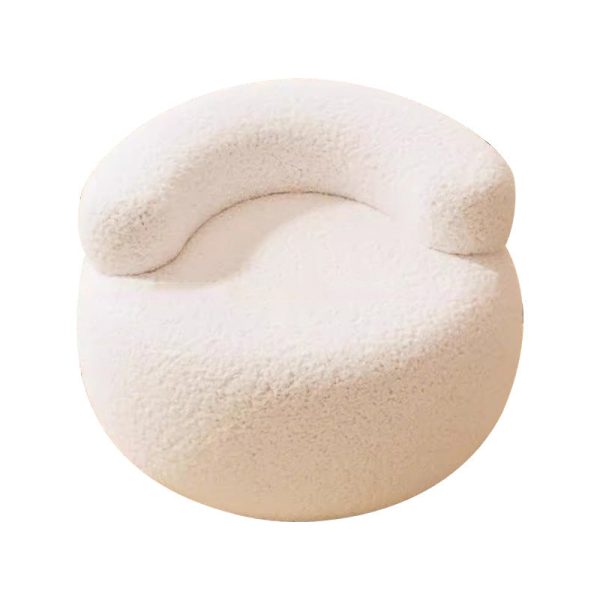 Modern Minimalist Plush Fleece Solid Wood Round Shoe Bench Low Backrest For Living Room - Image 17