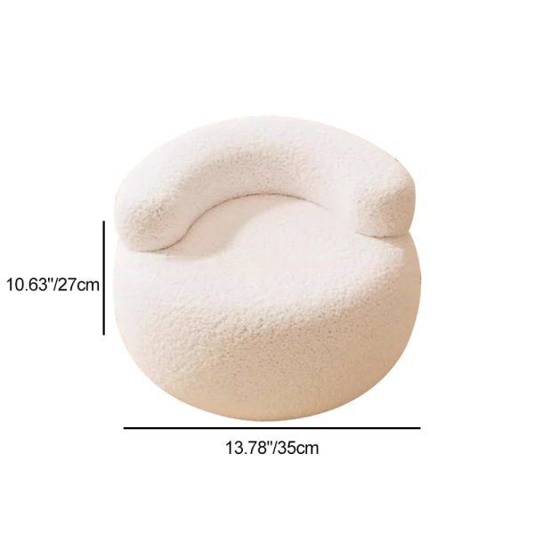 Modern Minimalist Plush Fleece Solid Wood Round Shoe Bench Low Backrest For Living Room - Image 4