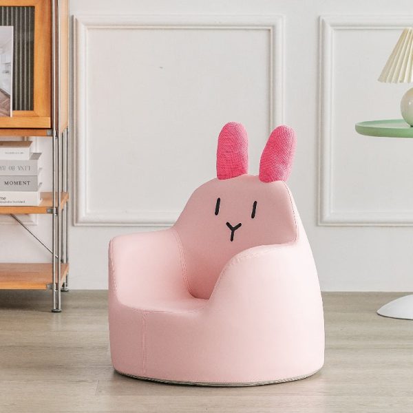 Modern Art Deco Wood Leather Animal-Shaped Kids Chair With Backrest & Armrest For Bedroom & Living Room - Image 10